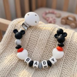 Custom Baby Name Pacifier Holder Blue Heart Silicone Beads Handmade Dummy Clip for Boys Shower Gift Nipple Strap Teething Chain