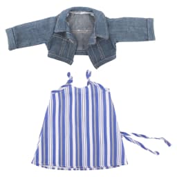 Cute Doll Clothes Set Denim Jacket Outfit,Bear Jumpsuit,Striped Dress& Party Gown for 18"American & 43cm Baby Newborn Girl Dolls