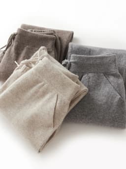 Women's Wool Pencil Pants Drawstring Elastic Waist Trousers Autumn Winter Solid 100% Merino Wool Knitted Cashmere Pockets Pants