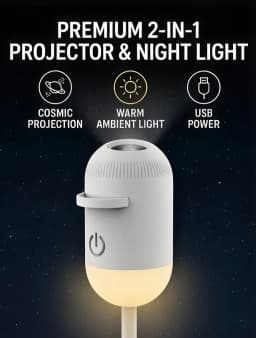 WACUAAO 2-in-1 HD Galaxy Projector, Compact Starry Sky Night Light with 10 Scenes, Portable Planetarium Lamp for Room Decor