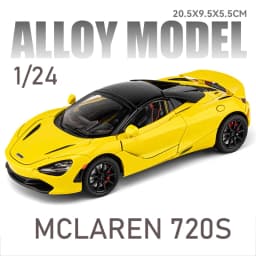 1/24 Scale 720S Racing Sports Car Alloy Model Toy Diecast Vehicle Metal Fast Furious Sound Light Collect Kid Birthday Gift Deco