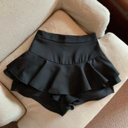 White A-Line Skirt with Lace Trim High Waist Slimming Asymmetrical Spring Summer Women's Fashion Short Skirt