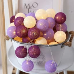 10/20LED Cotton Balls String Light Wedding Party Garland Fairy Street Lights Outdoor Garden Patio Christmas Decorations for Home