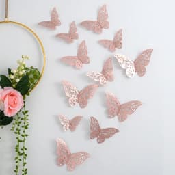 NEW 12Pcs 3D Hollow Butterfly Wall Sticker Home Decoration Kids Room Party Wedding Decor Rose Gold Butterfly Fridge DIY Stickers