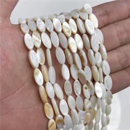 Oval Colorful Shell Beads Rice Shape Natural Mother of Pearl Shell Spacer Beads for Jewelry Making DIY Craft Accessories 15"