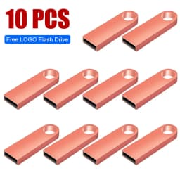10/50/100 Pcs Free Custom Logo Metal USB Flash Drive 64GB 32GB 8GB 4GB Memory Flash USB Stick Pen Drive 128MB 512MB PenDrive 2.0