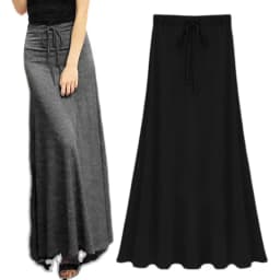 New Bla A-Line Midi Skirt Elastic Waist Large Hem Women's Spring Autumn Long Skirt High Waist Pure Color Versatile Sle