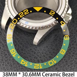 Sloping 38mm * 30.6mm Ceramic/Aluminum Bezel GMT and Diving Watch Insert Fits for 40mm Men's Watch Case Bezel Replacement Insert