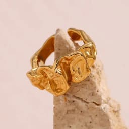E.B.belle In Abstract Artistic Irregular Design Open Size Index Gold Plated Rings For Women Tarnish Free Stainless Steel Jewelry