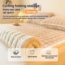 Thickened Warm Milk Fleece Autumn Winter Bed Pad Warmth  Fluffy Cozy Queen Bed Sheet Anti-slip Antistatic King Mattress Toppers