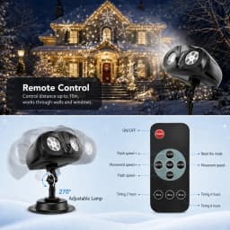 Double Head Outdoor Snow Projector Lamp Flexible Installation Rotatable Snowflake Projection Light Smart Timing Xmas Holiday Home Christmas Decoration