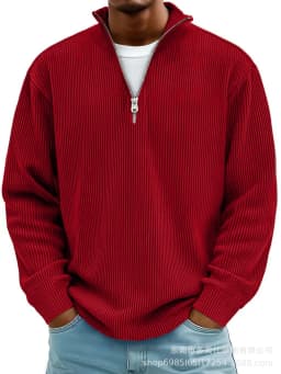 Men Stand Collar Zip Long Sleeve Loose Sweatshirts Casual Male Solid Color Pullover Jackets LRFZ-C448