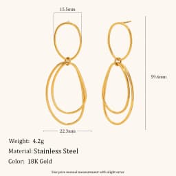 La. Muses Simple Line Stainless Steel Women's Earrings PVD Gold Plated Trendy Daily Jewelry Accessories Gifts