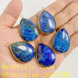 2PCS Natural Blue Lapis Lazuli Stone Gem Pendant Connector Charm For DIY Woman Men Jewelry Making Accessory Wholesale