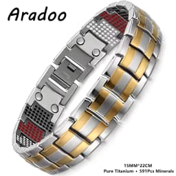 ARADOO Premium Copper Bracelet for Men with Strength 5000 Gauss Magnets Titanium Steel Wristband Jewelry Gifts