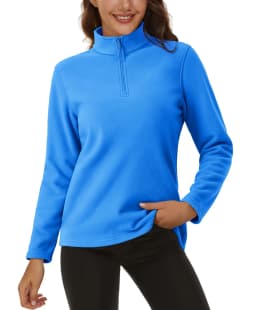 TACVASEN Stand Collar 1/4 Zip Fleece Pullover Womens Outdoor Sports Casual Tops Autumn Winter Lightweight Soft Warm Sweatshirt