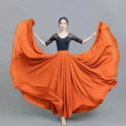 720 Degree Large Swing Dance Skirts Double-layer Chiffon Skirt Spring Summer Autumn High Waist Ethnic Style High-grade Skirts