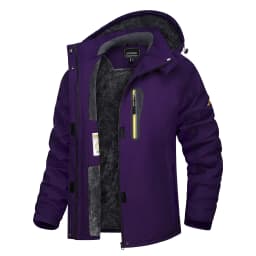 TACVASEN Womens Multi-pocket Ski Jacket with Detachable Hood Windproof Water-Resistant Fleece Lined Coat Wear-resistant Softshel