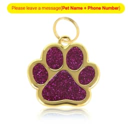 Personalized Collar Pet ID Tag Custom Free Engraved Cat Dog Puppy Name Necklace Gold Paw Glitter Pendant Pet Accessories 3CM