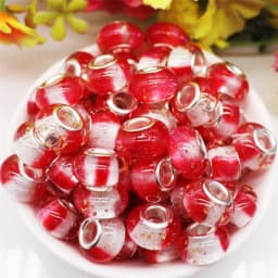 10Pcs Pink Color Smooth Surface European Resin Murano Large Hole Spacer Beads Charms for Bracelet DIY Craft Bracelet Necklace