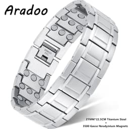 ARADOO Premium Titanium Steel Bracelets for Men with 3X Ultra Strenth Magnetic Wristband Jewelry Gifts