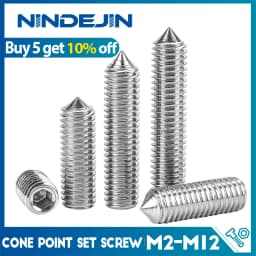 2-50pcs/pack Hexagon Socket Set Screw Cone Point M2 M2.5 M3 M4 M5 M6 M8 M10 M12 304 Stainless Steel Headless Allen Set Screw