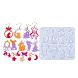 Rabbit Silicone Mold DIY Crystal Earrings Pendant Charm Mould UV Epoxy Resin Molds Keychain Jewelry Making Tool