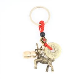 New Year 2027 Sheep Lucky Pendant Keychain Pi Xiu Feng Shui Wealth Key Ring Vintage Red String Knot Bag Pendant Jewelry Gift