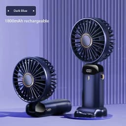 Portable Handheld Mini Fan Foldable Neck Hanging Fans 5 Speed USB Rechargeable Fan with Phone Stand and Display Screen 1800mAh