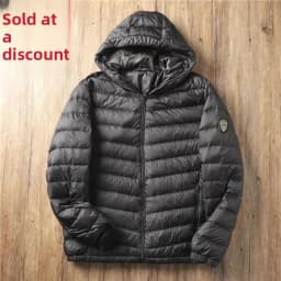 Lightweight Men's Casual Hooded down Jacket Short Pure Color Warm Cotton Coat Slim Fit Style Regular Thickness Spring Season