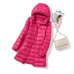 Schinteon M-7XL Women Down Jacket Ultralight White Duck Down Long Coat with Removable Hood Thin Slim Spring Autumn Outwear New