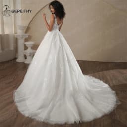 Customized BEPEITHY V Neck A Line Wedding Dresses 2025 Sleeveless Vestidos De Novias Bride Lace Bridal Gown Vintage Boho Robes