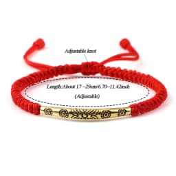 Red Thread Braided Bracelet Golden Silver Color Long Tube Bangle Handmade Adjustable Women Men Fashion Friendship Jewelry Gift