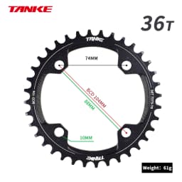 TANKE 104BCD MTB Chainring Round Narrow Wide Ultralight Mountain Bike 32T 34T 36T 38T 40T 42T 44T Crankset Tooth Single Disc