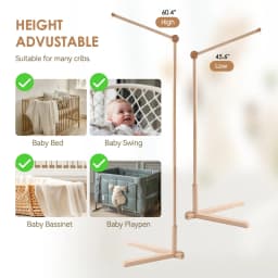 Wooden Mobile Bracket 0-12 Months Toy Crib Bell Floor Stand Newborn Crib Bell Hanging Stand Baby Crib Bell Stand Baby Rattle Toy