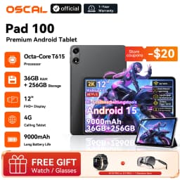 Blackview OSCAL PAD 100 Tablet PC 12'' 2K FHD+ IPS Tablet Android 15 Unisoc T615 36GB(12+24) RAM 256GB ROM 4G LTE 9000mAh GPS