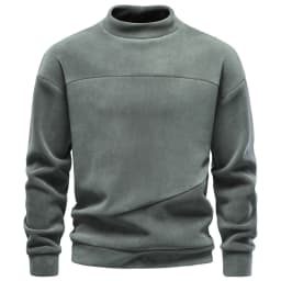 AIOPESON Men's Pullover Sweatshirt Mock Neck Solid Color Single Pocket Autumn Winter Casual Warm Loose Fit Long Sleeve Outerwear