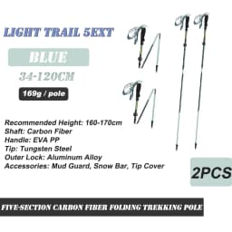 Naturehike Climbing Poles Lightweight 5-Section Carbon Fiber Folding Trekking Pole Hiking Walking Stick Light Trail 5-EXT Cane