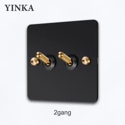 YINKA Stainless Steel Light Switch with Copper Toggle, Durable Modern Metal Wall Switch for Home, Single/Double/Triple Options