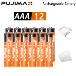 PUJIMAX AAA 1100mWh 1.5V Rechargeable Battery - Lithium-Ion, Multiple Quantity Options, Stable Voltage, Included Charging Cable, Suitable for Remote Controls, Keyboards, Wireless Mice, Drones, Alarm Clocks, Doorbells, Charging via Type-C Data Cable.