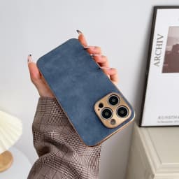 Leather Phone Case For Iphone 13 11 12 14 15 16 17 ProMax Plus Electroplated Frame Lambskin Phone Shell For IPHON 15 16 17Promax