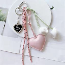 Trendy Leather Heart Bow Keychain Delicate Beaded Keyring Car Key Holder Bag Pendant Decoration For Girls Gift