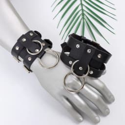 UYEE 1 Pair Black O-Ring Punk Ankle Belt Leather Feather Anklet Unisex Alloy Pendant Accessory YK2 Belt