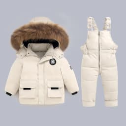 Winter Warm Down Jackets Boys Thicken Jumpsuit Parka Overalls Baby Toddler Girl Clothes Kids Snowsuit Children Clothing Set 2pcs