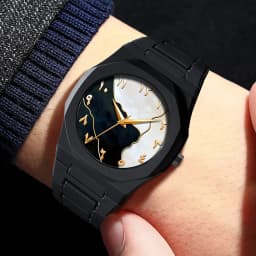 Men Watch Simple Arabic Numerals Middle Eastern Black Matte Oil Sensitive Plastic Waterproof Male Fashion Quartz Watches Tool