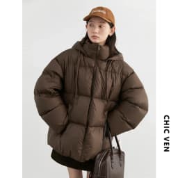 CHIC VEN Women Down Coats Solid Loose New Hooded 90 White Duck Down Down Jacket Puffs Female Outerwear Autumn Winter 2026