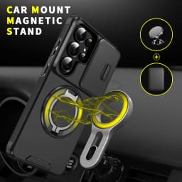 Slide Camera Protection Armor Phone Case For Samsung S26 S25 S24 S23 S22 S21 Plus 5G Ultra Metal Kickstand Magnetic Phone Cover
