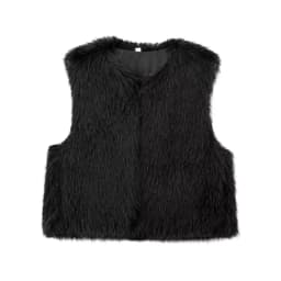 Guobioziy Women's Cardigan Vest Jacket Solid Color Coat Vest Street Style Fashion Solid Color Sleeveless Faux Fur Vest