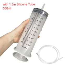 150ml-500ml Large Capacity Syringe Syringes Reusable Pump Measuring 1.3m Tube Feeding Ink Big Syringe Hydroponics Nutrient