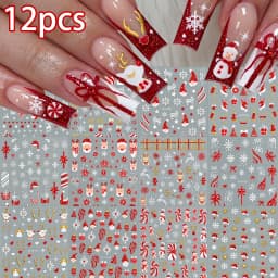 30 Sheets Christmas Nail Art Stickers Self Adhesive 3D White Snowflake Nail Decals Xmas Nail Supplies Christmas Manicure Sliders
